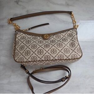 Tory Burch Brown Leather Bag with Gold Hardware